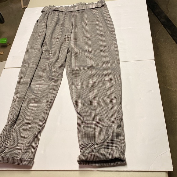 Love Tree Paperbag Pants Hounds Tooth High Waisted Large Ankle Trousers size L - Picture 2 of 12